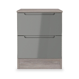 Henshaw Grey Oak 2 Drawer Bedside Table from Roseland Furniture