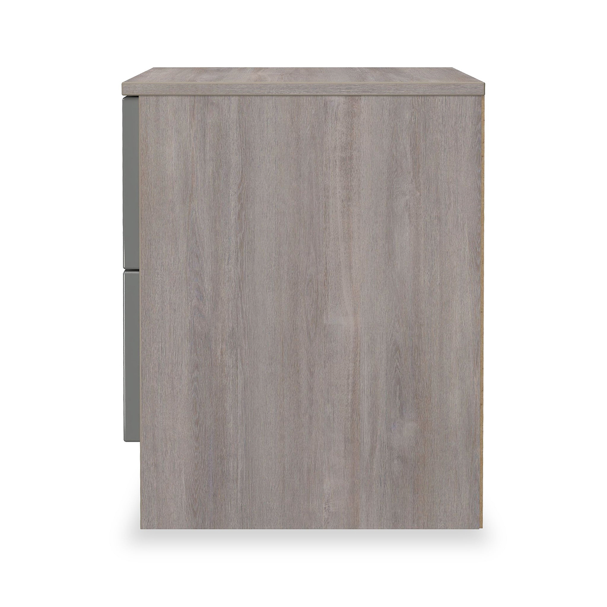 Henshaw Grey Oak 2 Drawer Bedside Table from Roseland Furniture