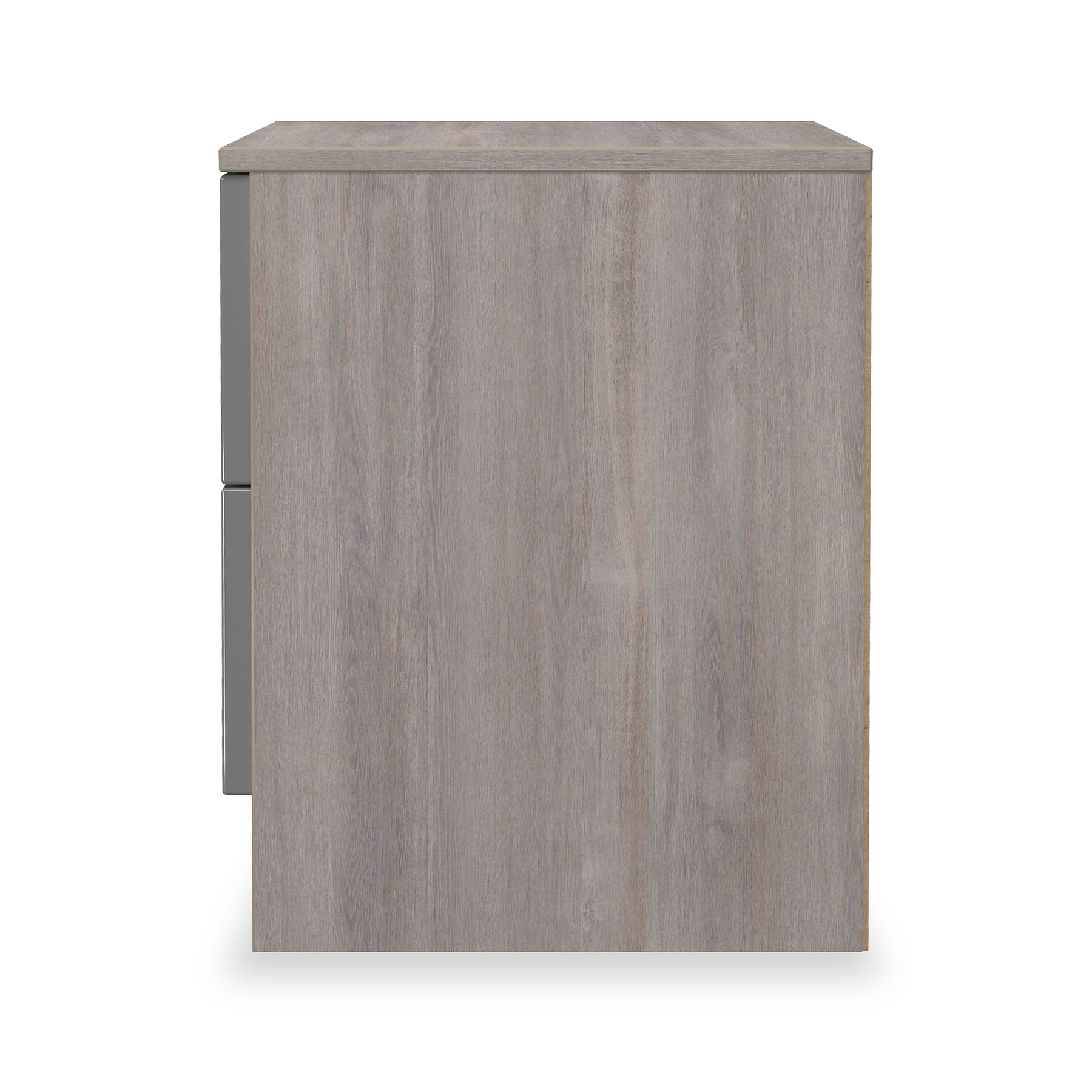 Henshaw Grey Oak 2 Drawer Bedside Table from Roseland Furniture