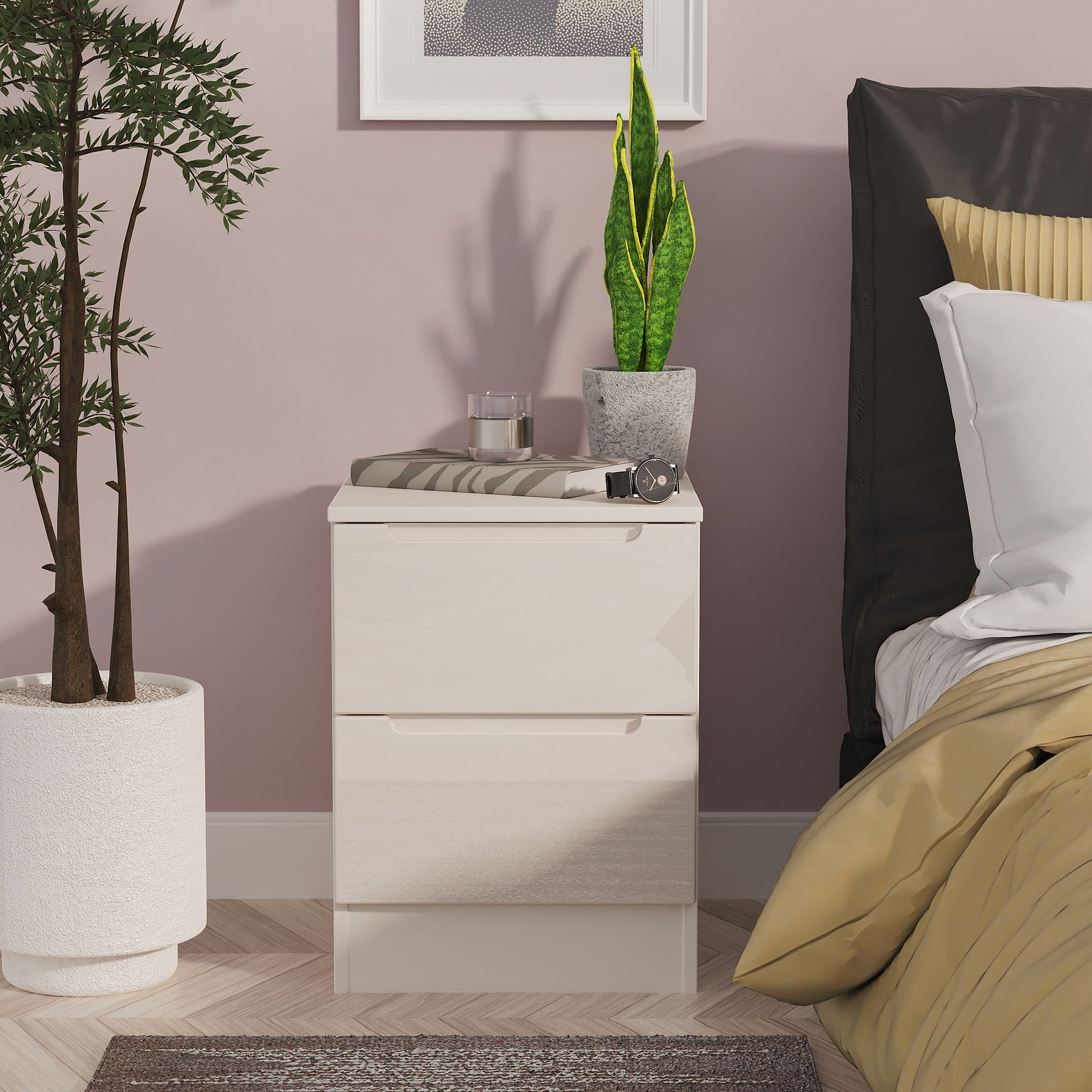 Henshaw Cashmere 2 Drawer Bedside Table from Roseland Furniture