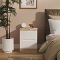Henshaw 2 Drawer Bedside Table White Oak from Roseland Furniture
