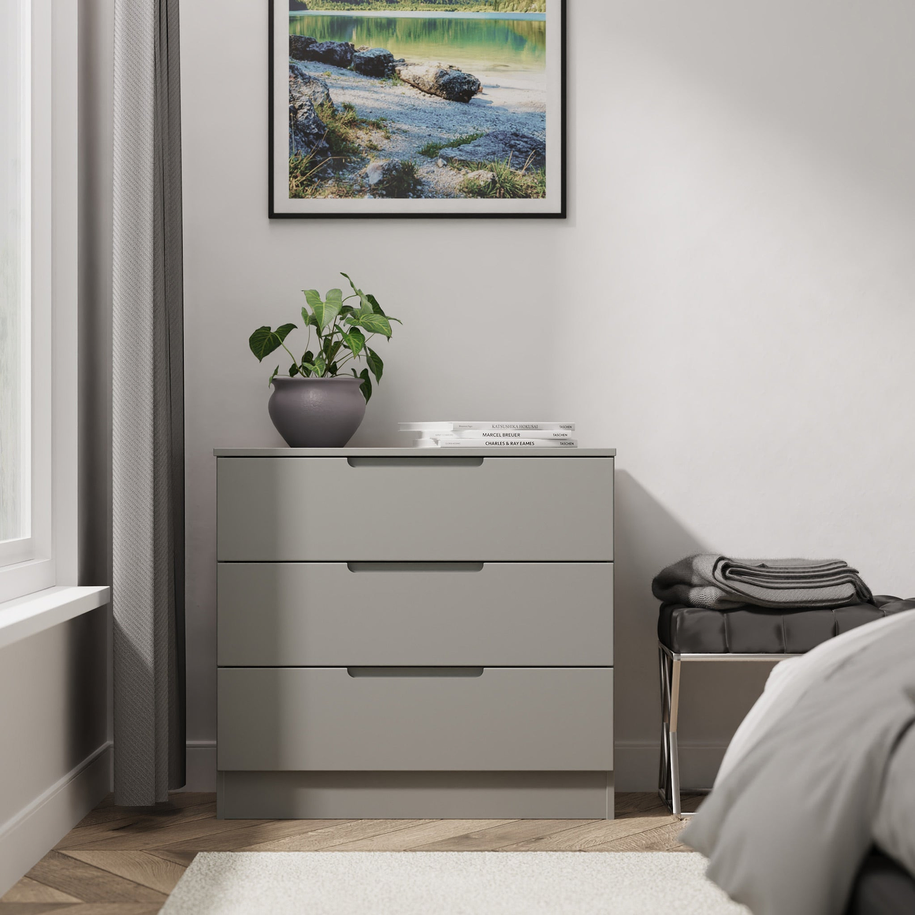 Henshaw 3 Drawer Chest Dusk Grey from Roseland Furniture