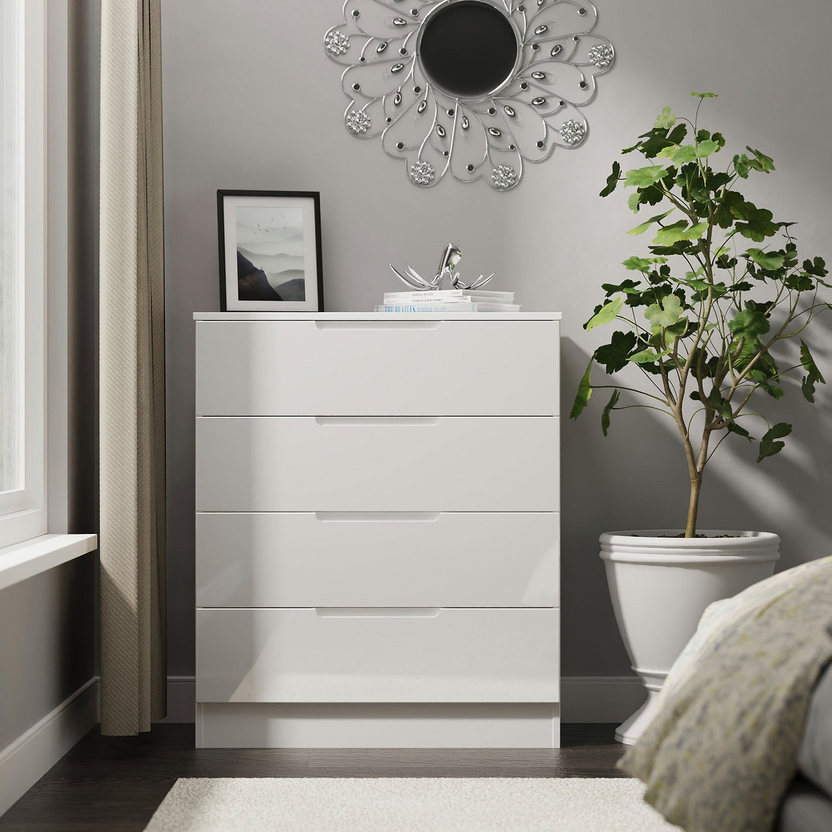 Henshaw 4 Drawer Chest White from Roseland Furniture
