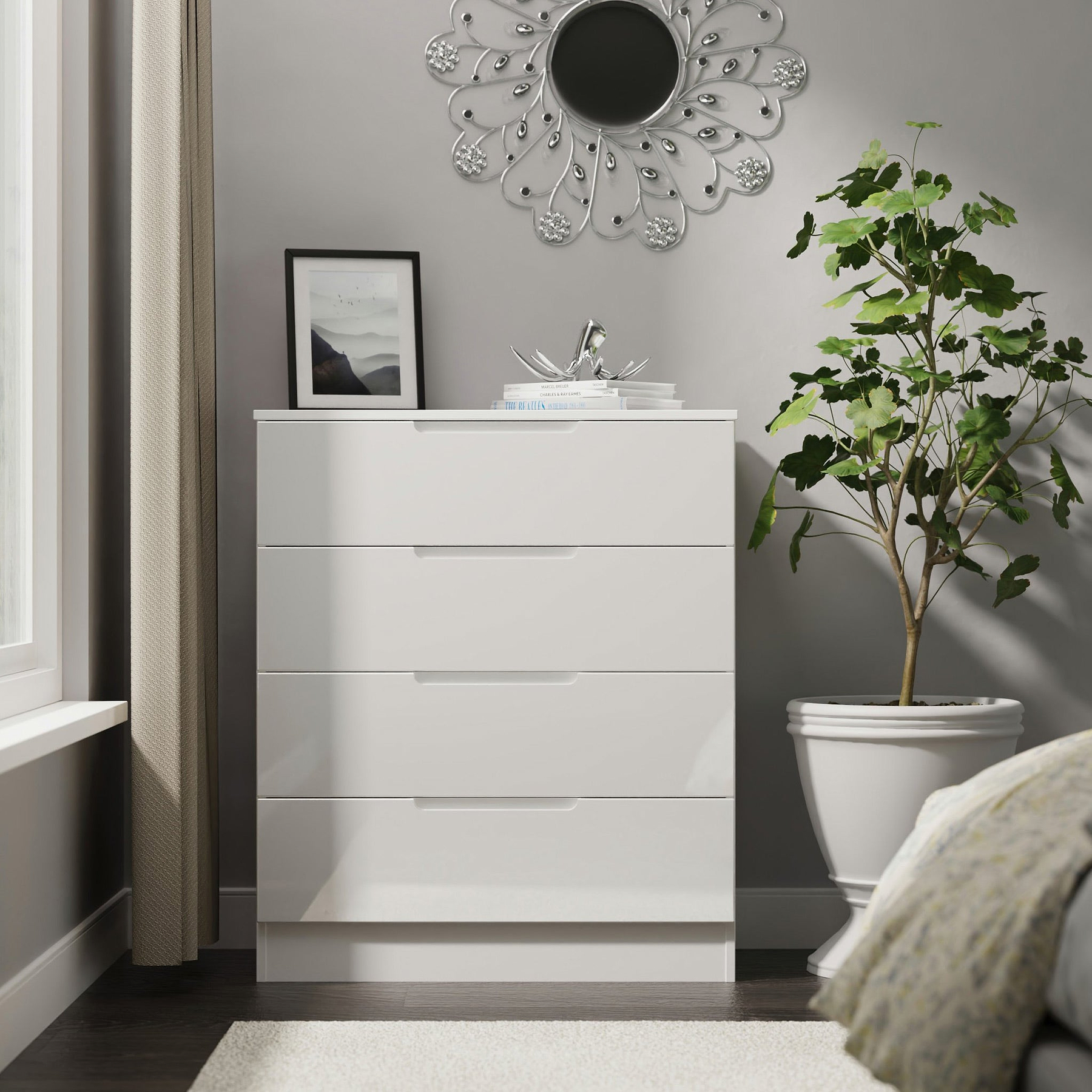 Henshaw 4 Drawer Chest White from Roseland Furniture