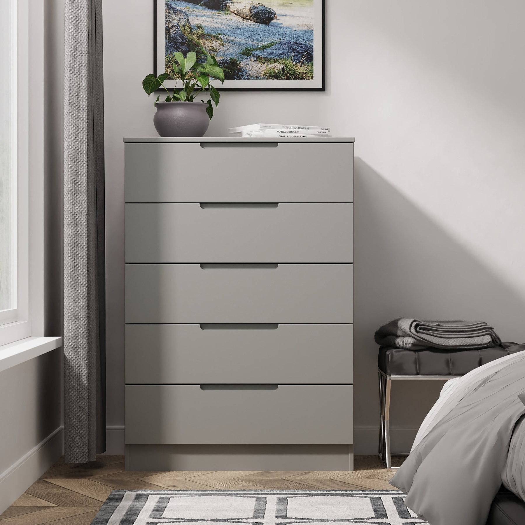 Henshaw 5 Drawer Chest Dusk Grey from Roseland Furniture