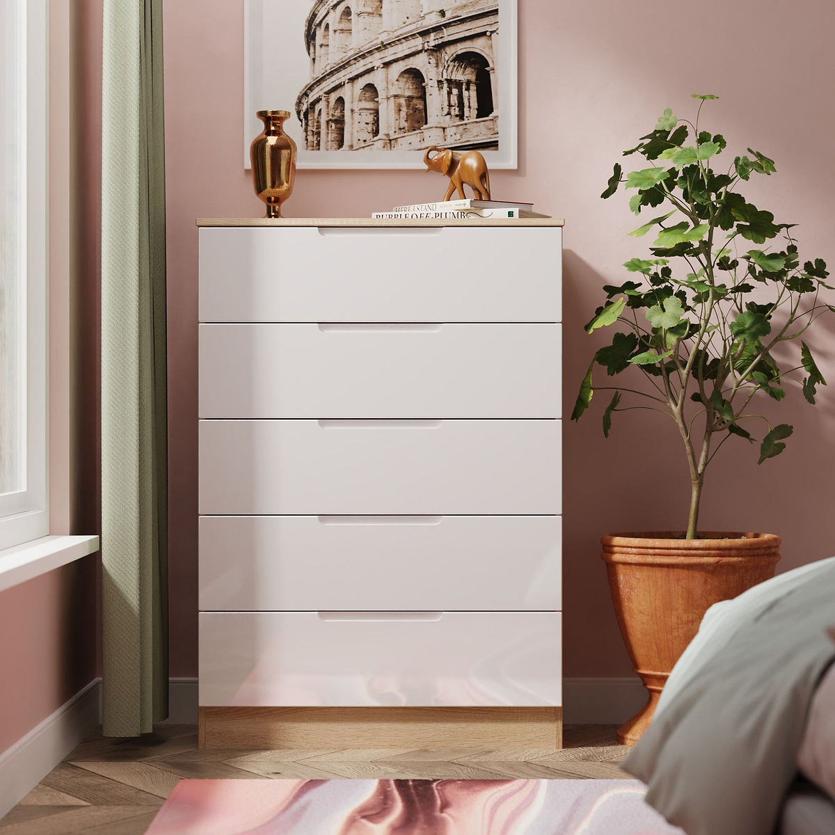 Henshaw 5 Drawer Chest White Oak from Roseland Furniture