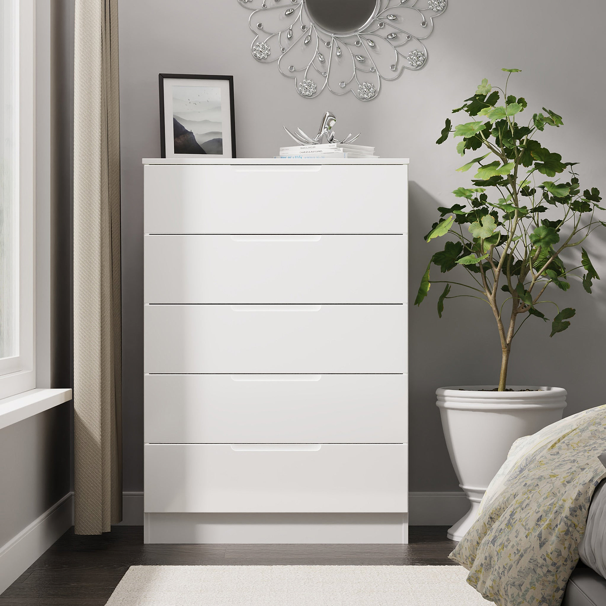 Henshaw 5 Drawer Chest White from Roseland Furniture