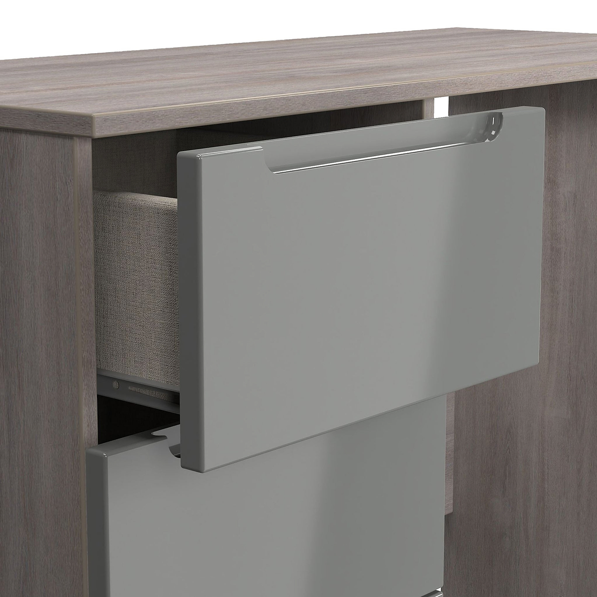 Henshaw Grey Oak 3 Drawer Dressing Table from Roseland Furniture