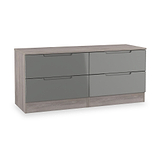 Henshaw Grey Oak 4 Drawer Low Chest from Roseland Furniture