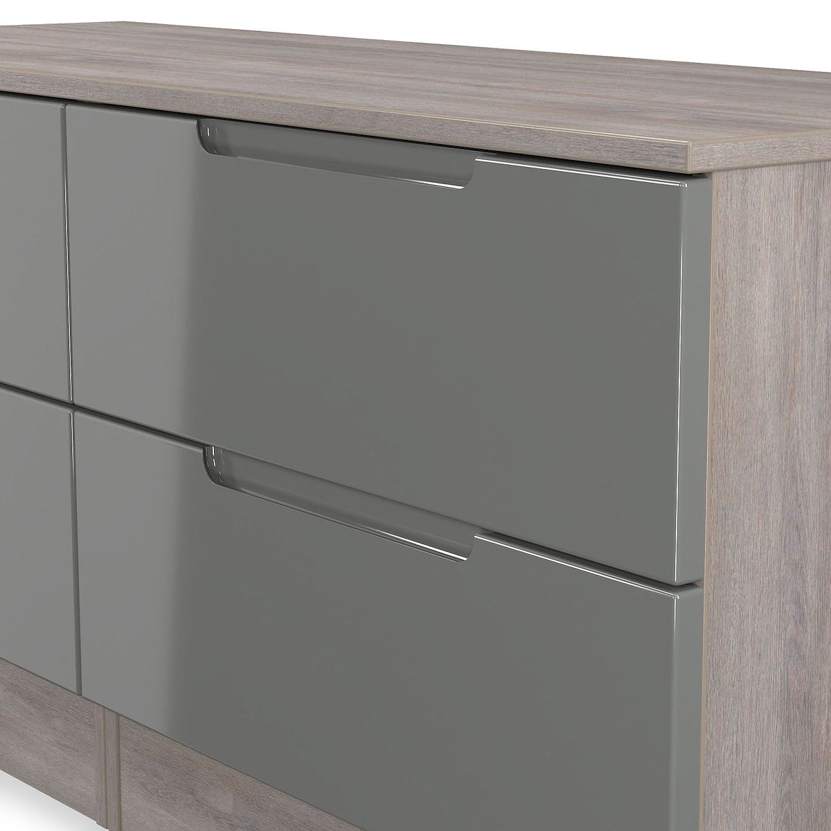 Henshaw Grey Oak 4 Drawer Low Chest from Roseland Furniture