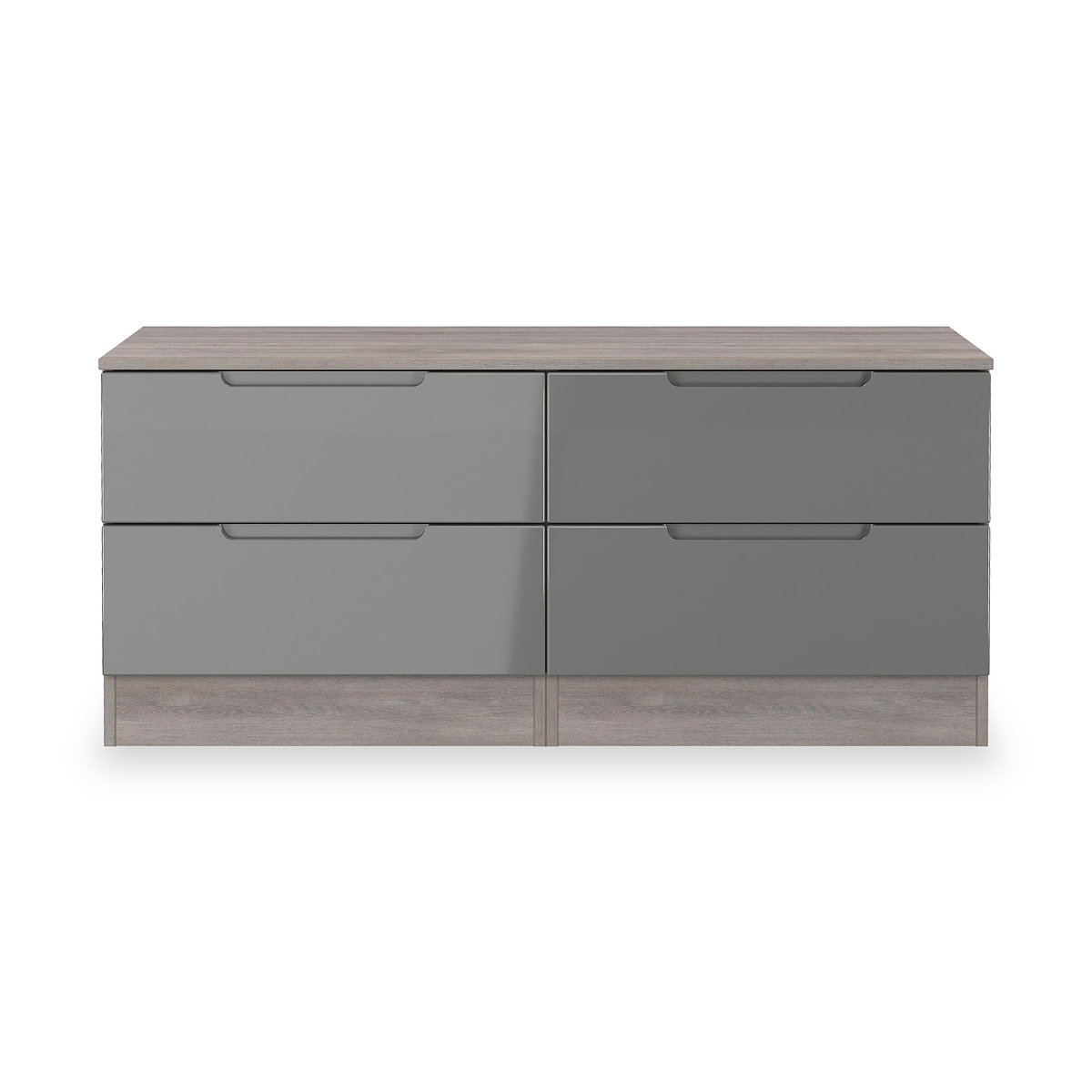 Henshaw Grey Oak 4 Drawer Low Chest from Roseland Furniture