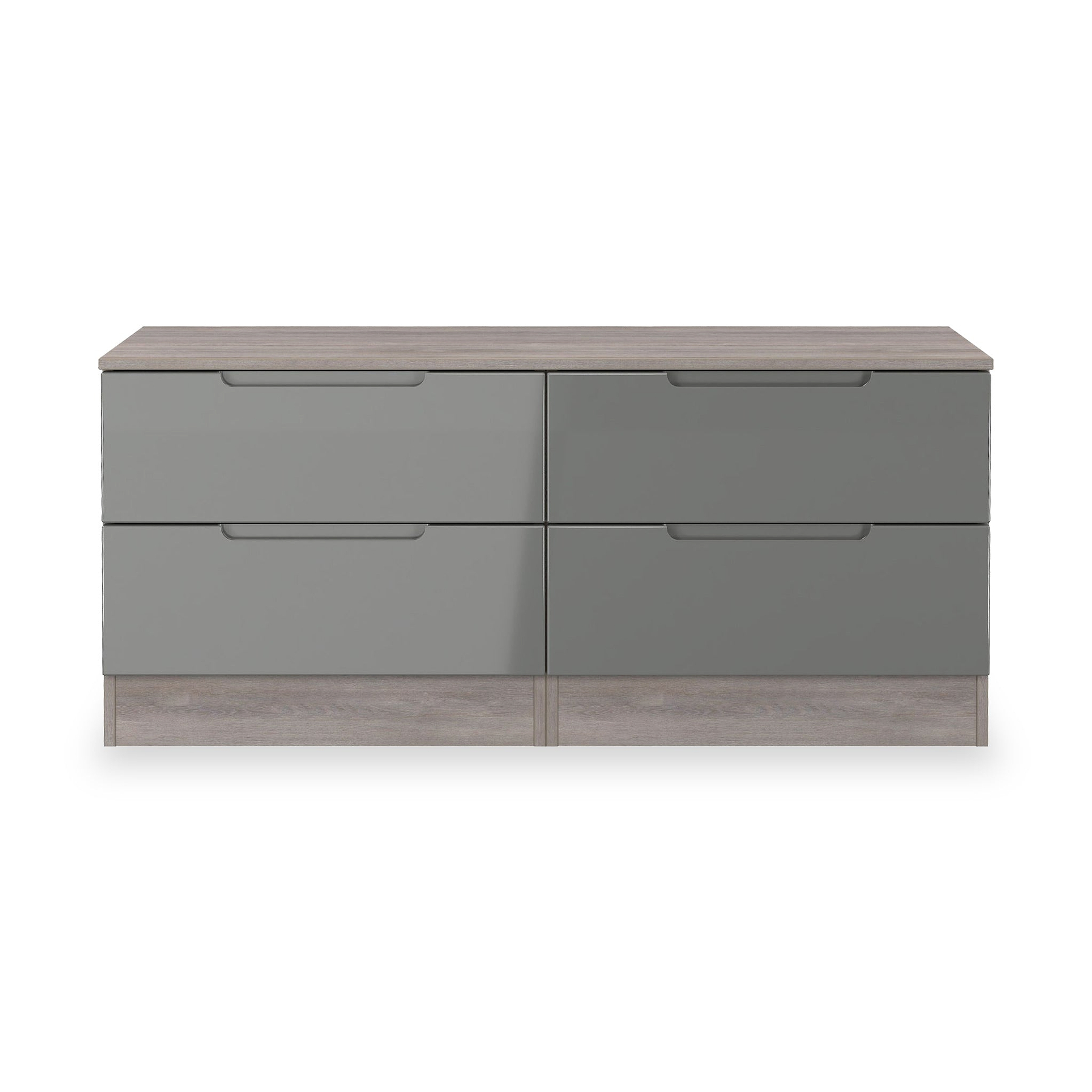 Henshaw Grey Oak 4 Drawer Low Chest from Roseland Furniture
