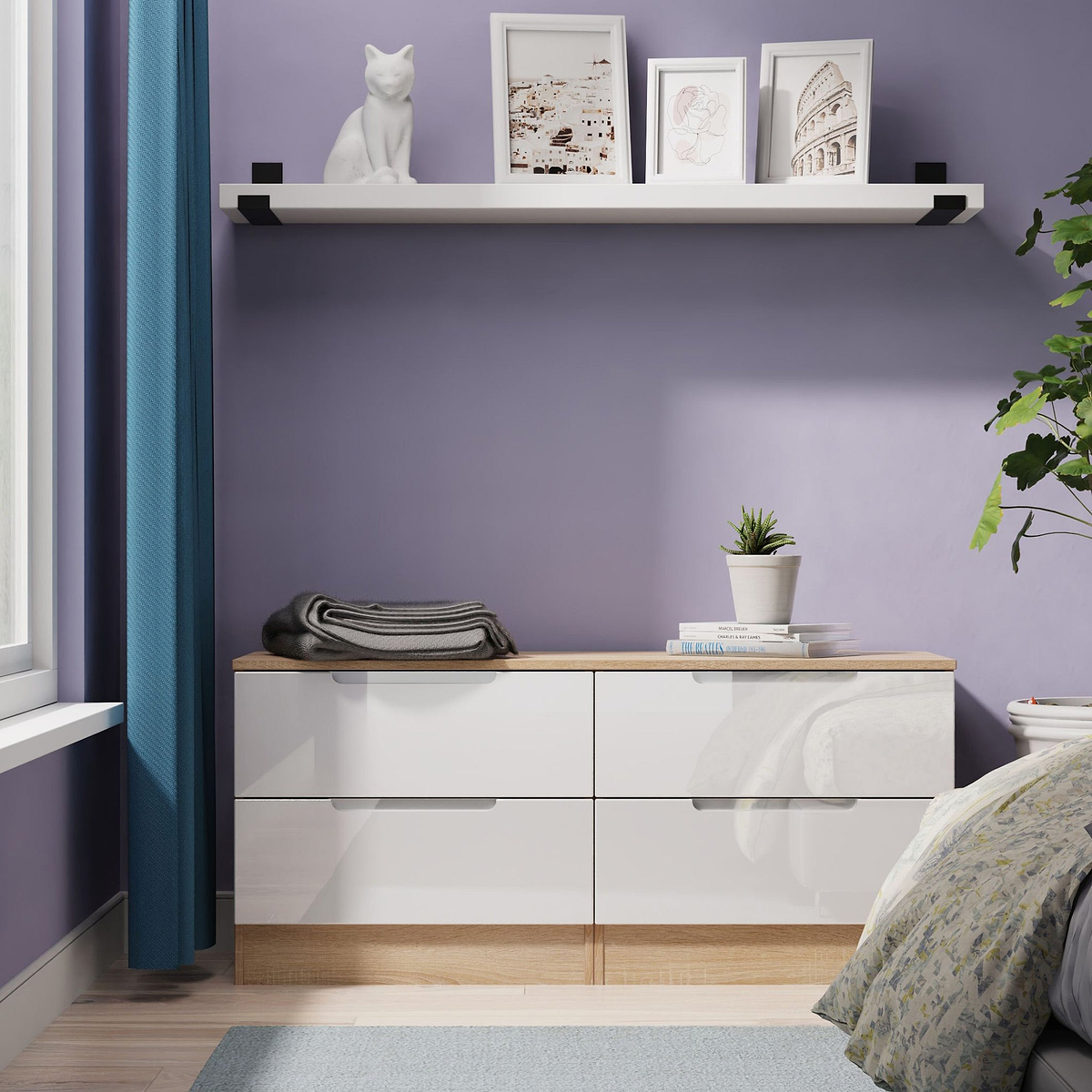 Henshaw 4 Drawer Bed Box White Oak from Roseland Furniture