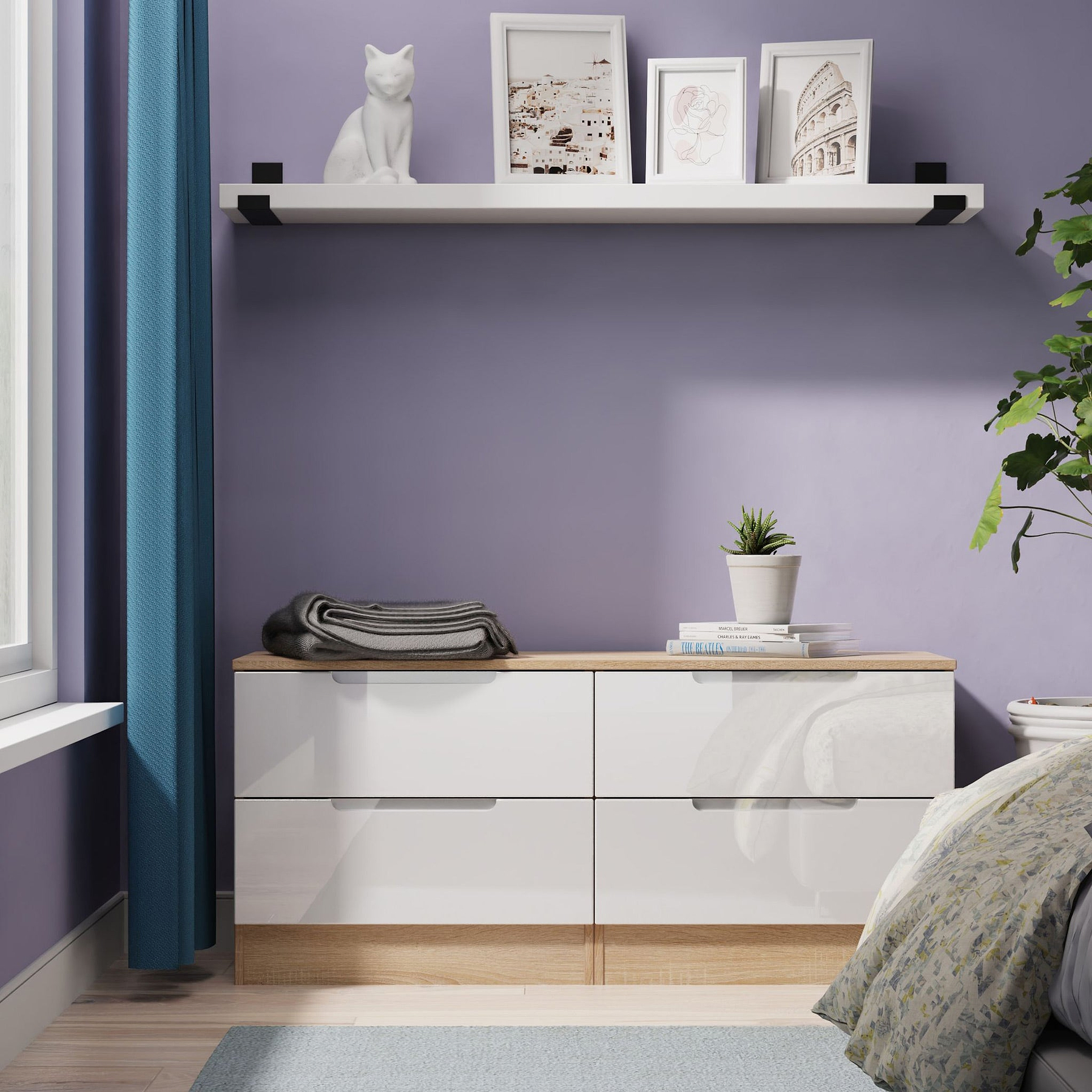 Henshaw 4 Drawer Bed Box White Oak from Roseland Furniture