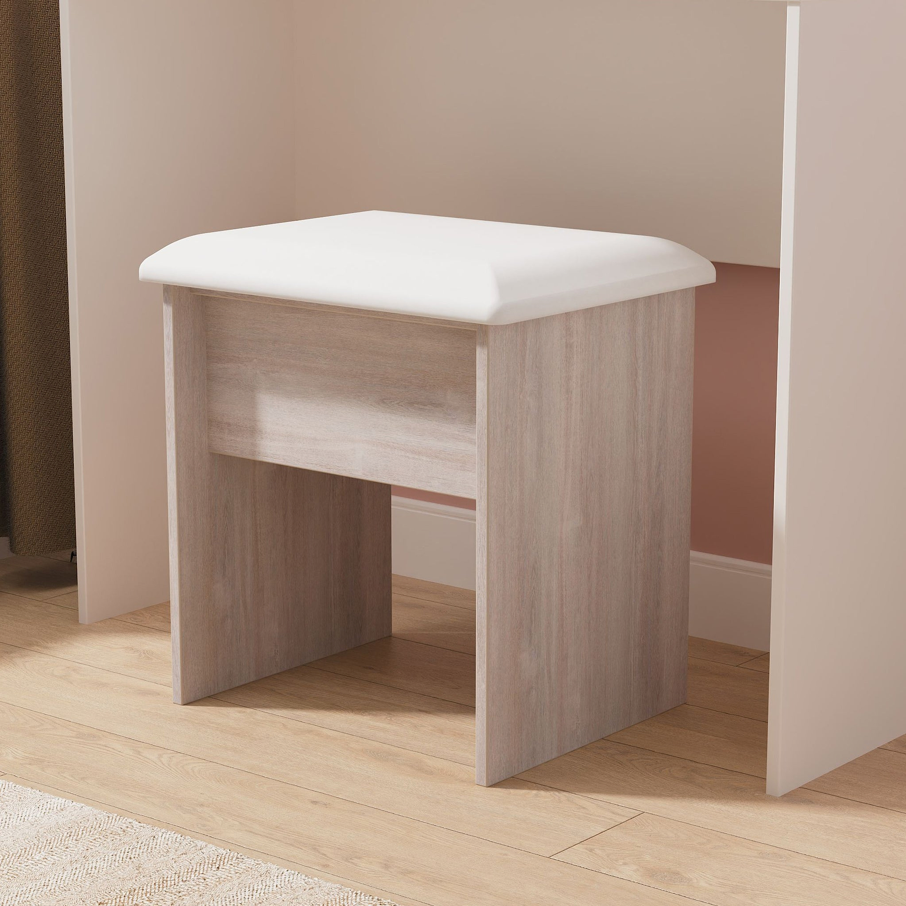 Henshaw Grey Oak Dressing Table Stool from Roseland Furniture