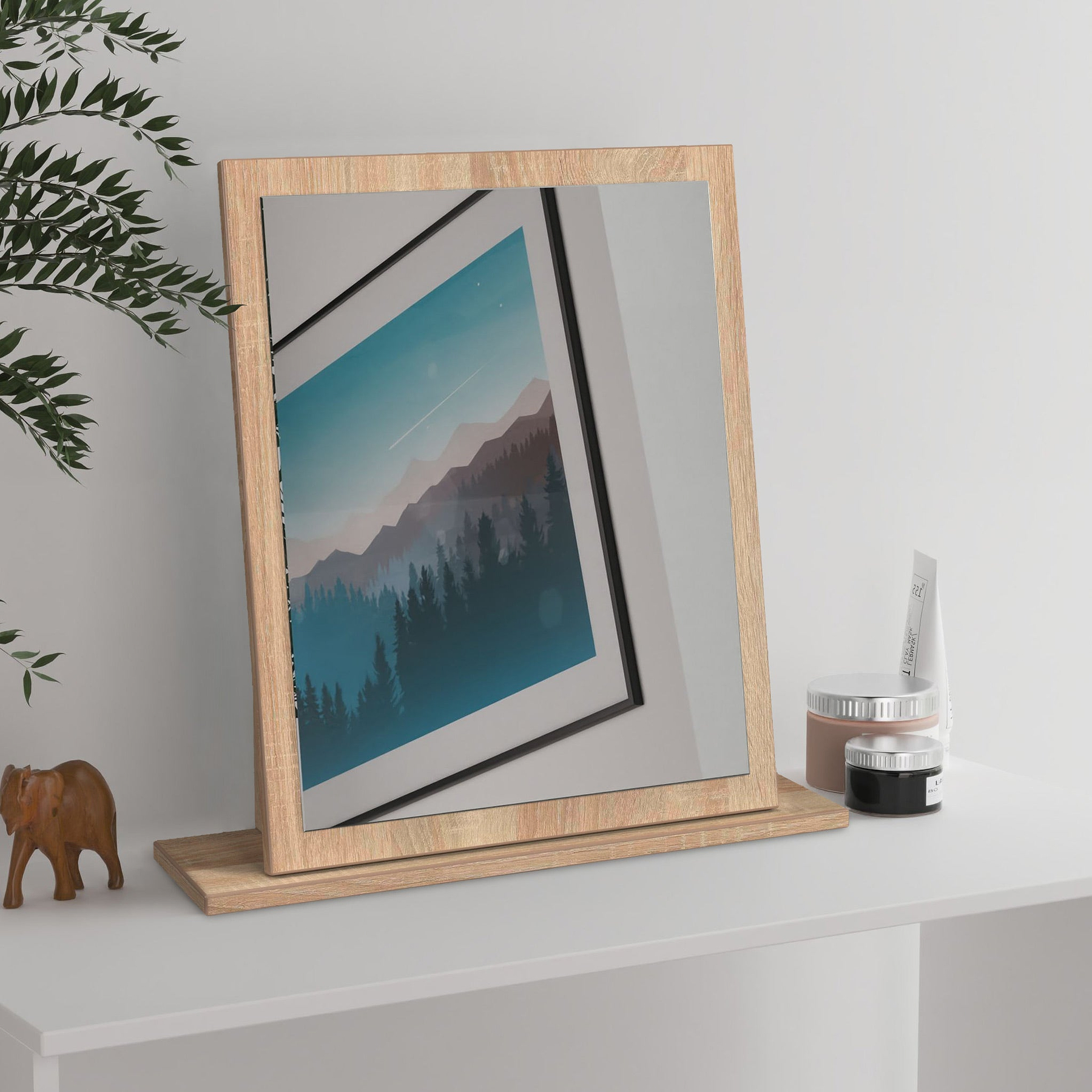 Henshaw Dressing Table Mirror White Oak from Roseland Furniture