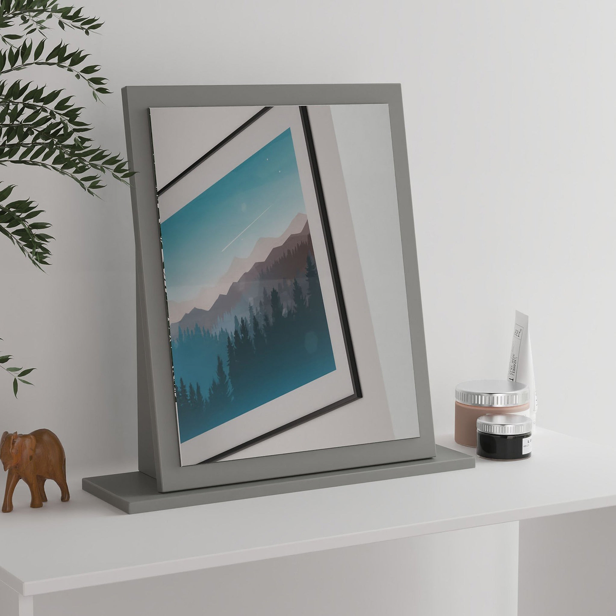 Henshaw Dressing Table Mirror Dusk Grey from Roseland Furniture