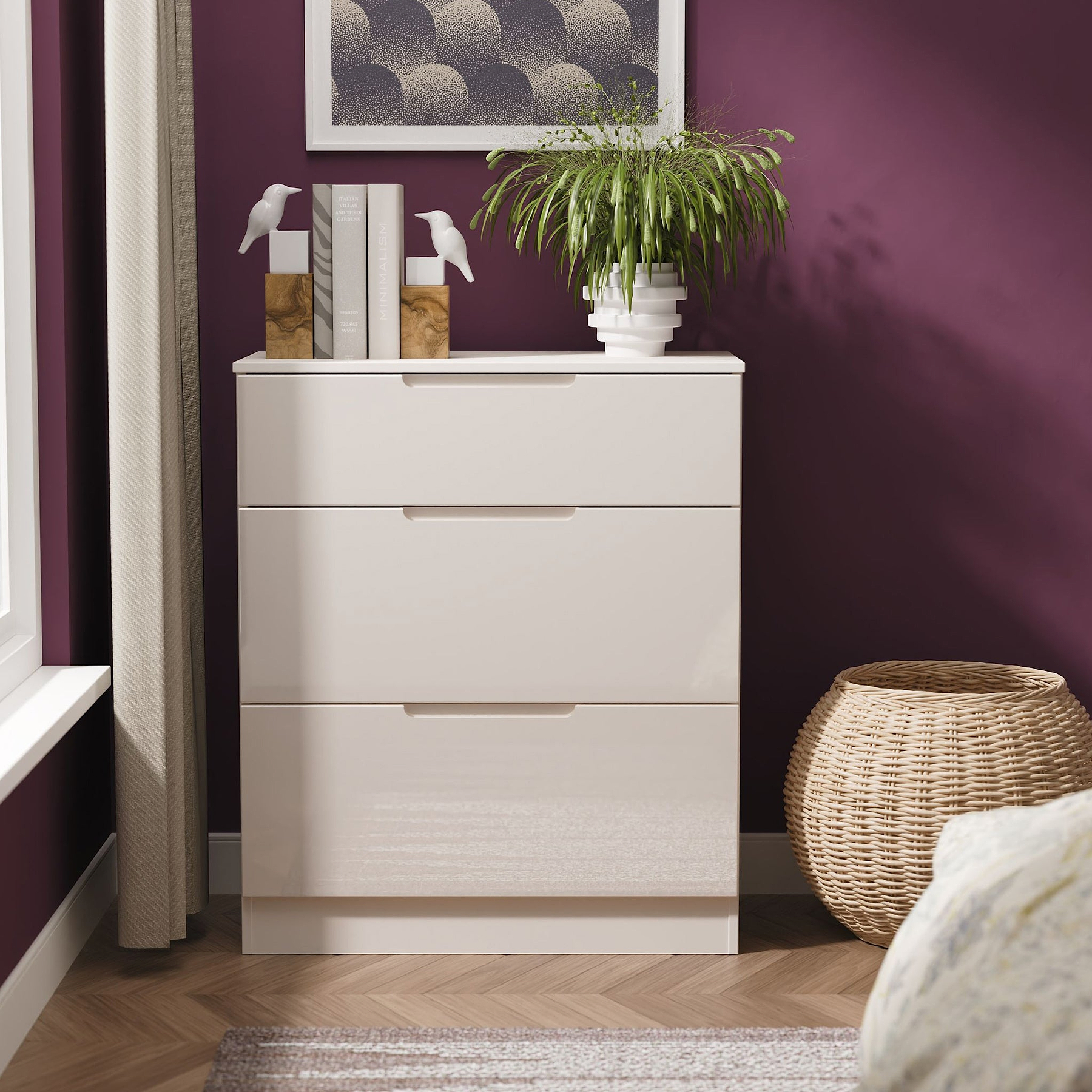 Henshaw Cashmere 3 Drawer Deep Chest from Roseland Furniture