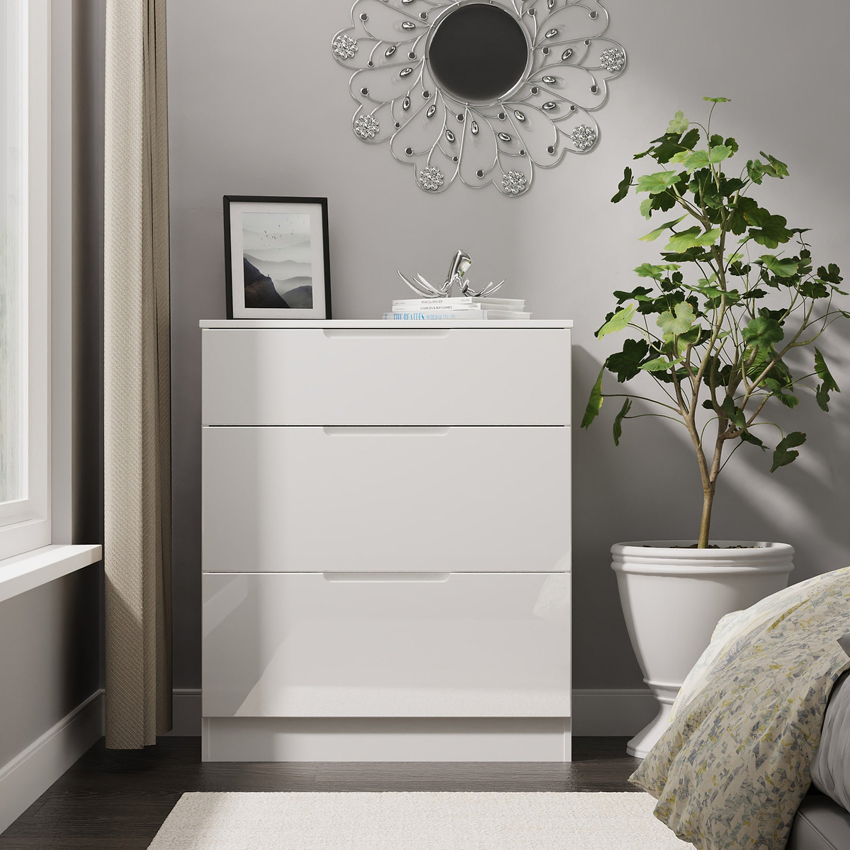 Henshaw 3 Drawer Deep Chest White from Roseland Furniture