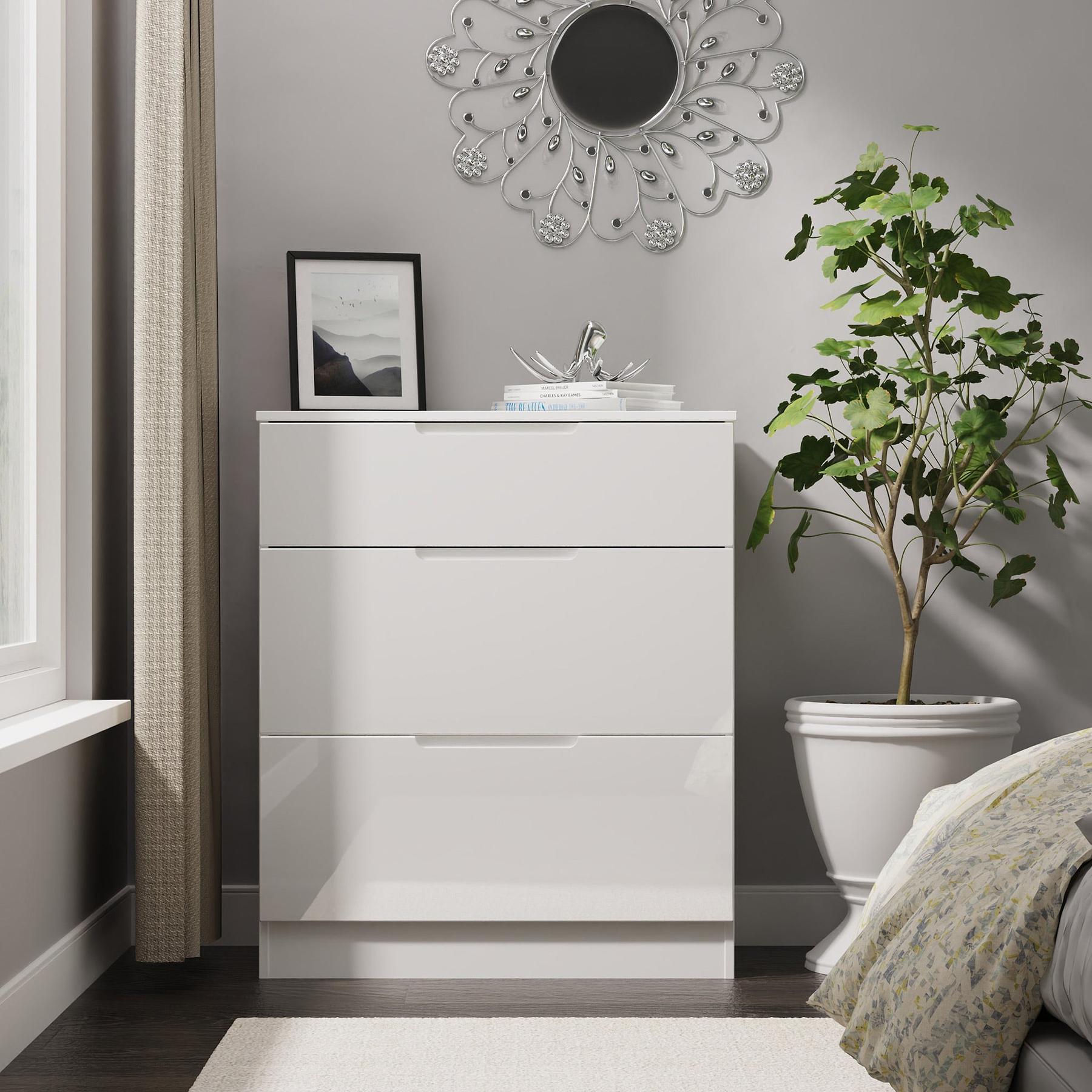 Henshaw 3 Drawer Deep Chest White from Roseland Furniture