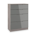 Henshaw Grey & Grey Oak 4 Drawer Deep Chest from Roseland Furniture
