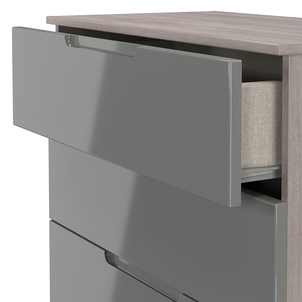 Henshaw Grey & Grey Oak 4 Drawer Deep Chest from Roseland Furniture