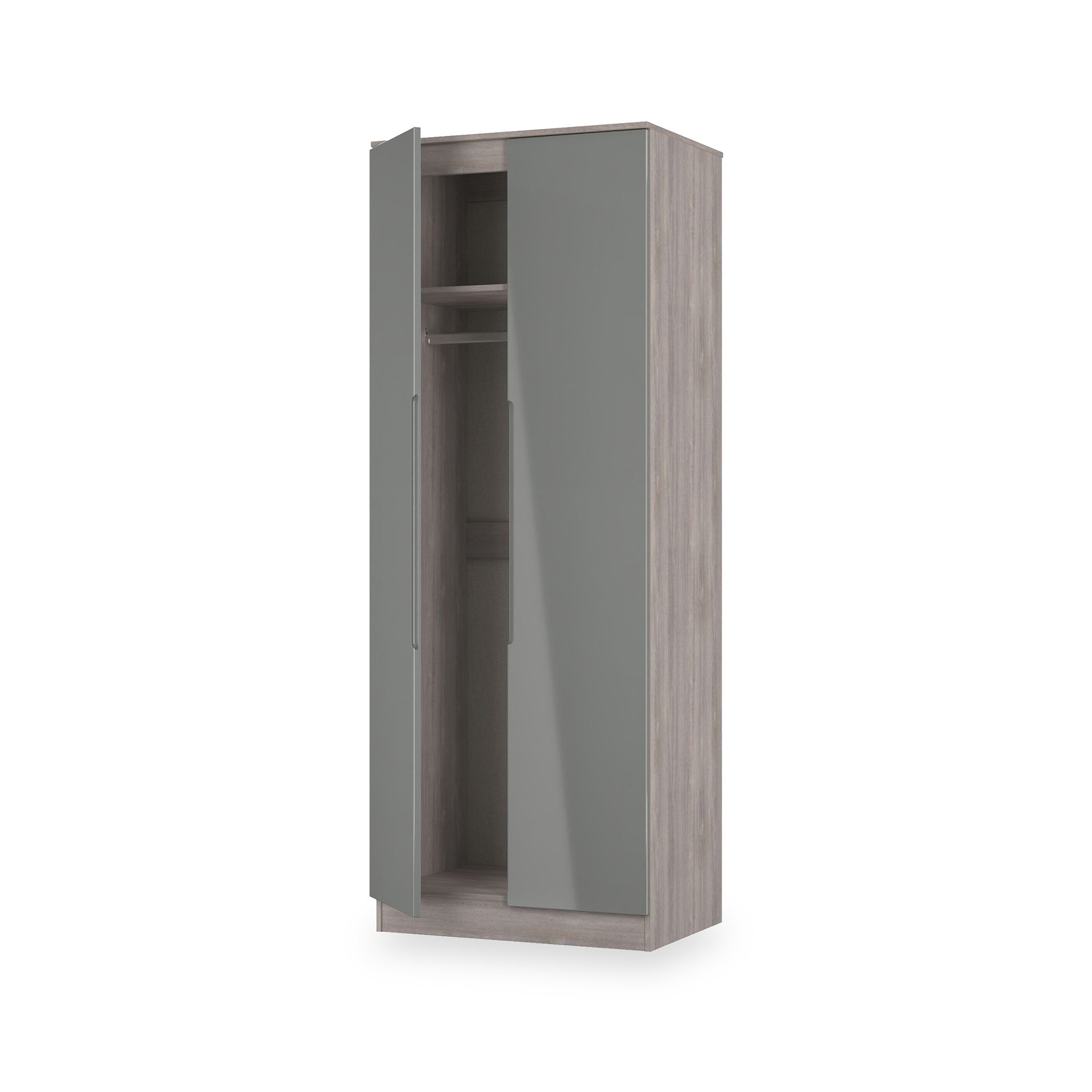 Henshaw Grey Oak Tall Double Wardrobe from Roseland Furniture