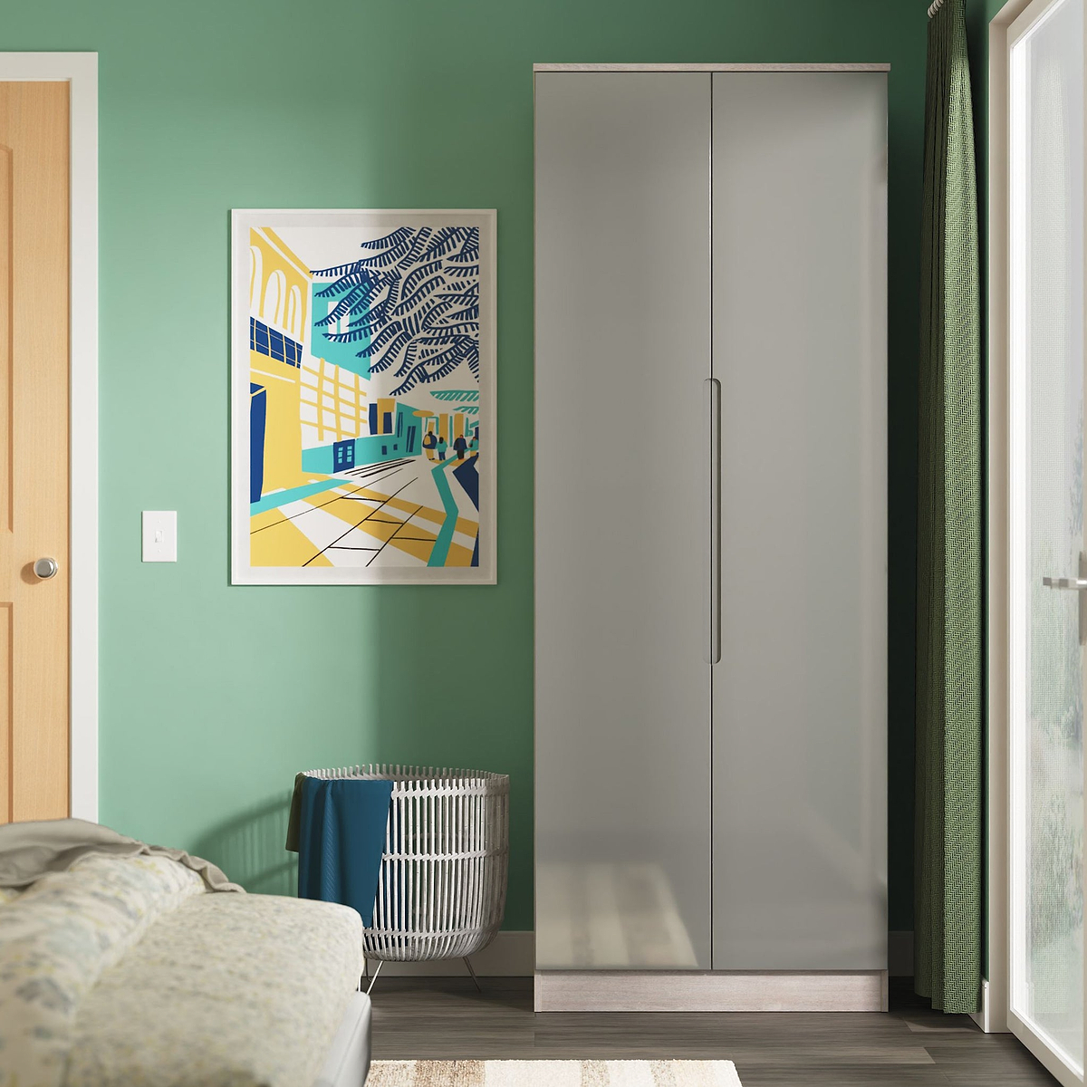 Henshaw Grey Oak Tall Double Wardrobe from Roseland Furniture