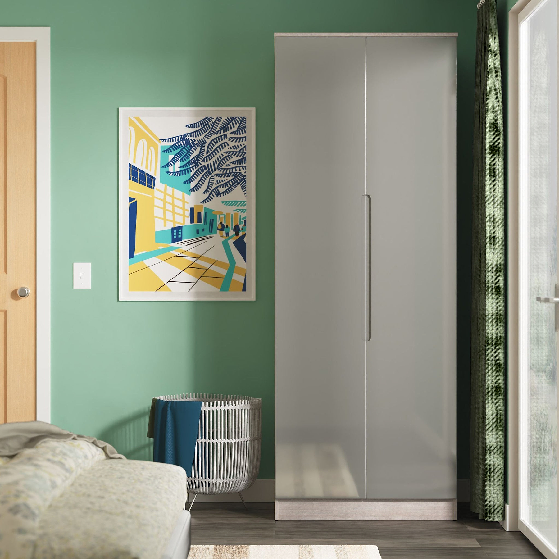 Henshaw Grey Oak Tall Double Wardrobe from Roseland Furniture
