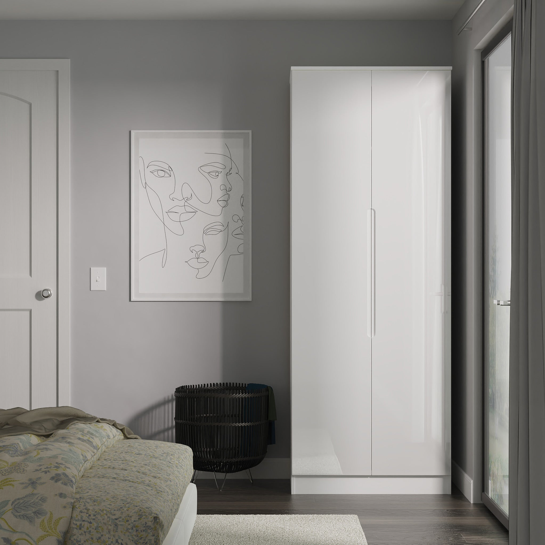 Henshaw Tall Double Wardrobe White Side1 from Roseland Furniture