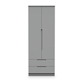 Henshaw 2 Drawer Double Wardrobe Dusk Grey from Roseland Furniture