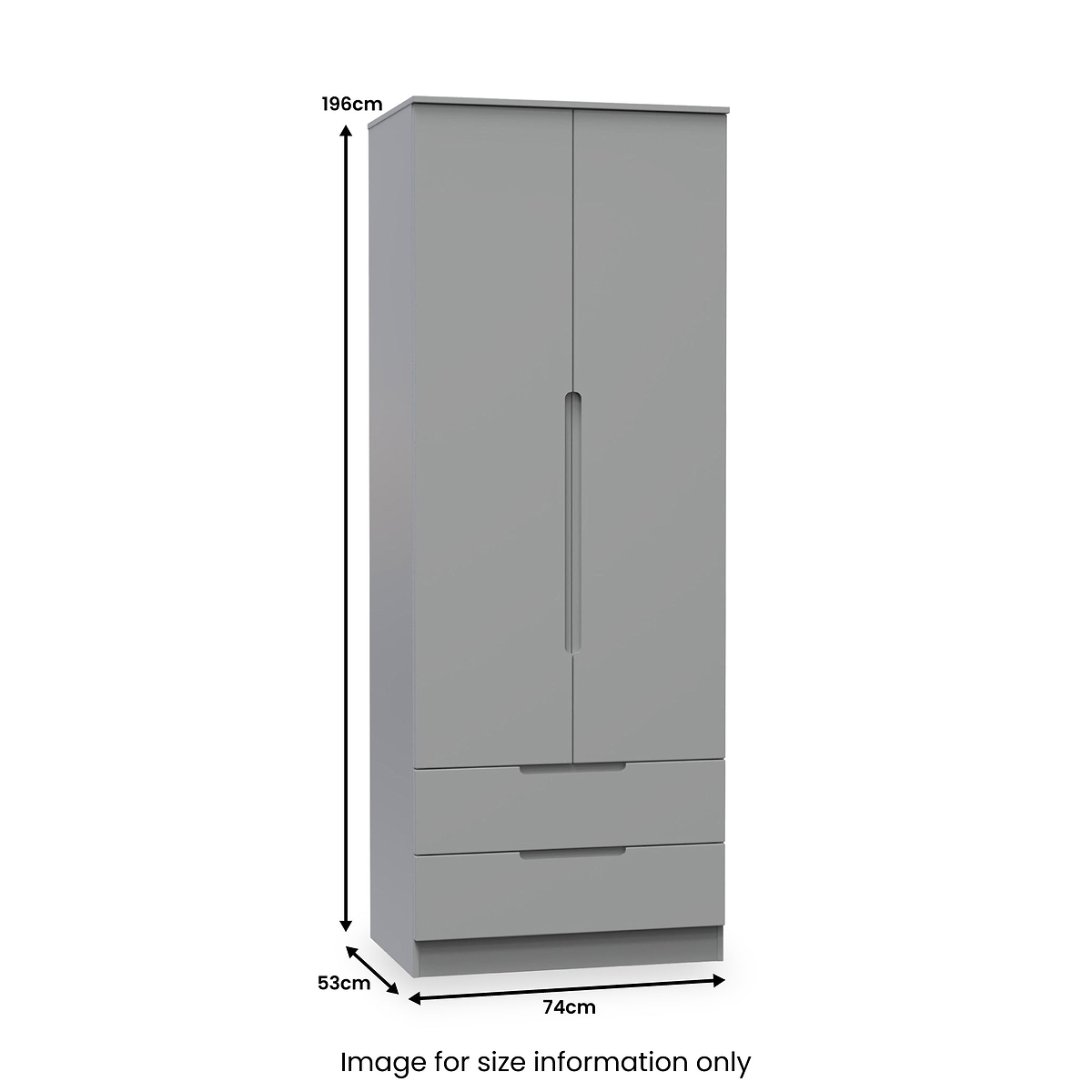 Henshaw 2 Drawer Double Wardrobe Dusk Grey from Roseland Furniture