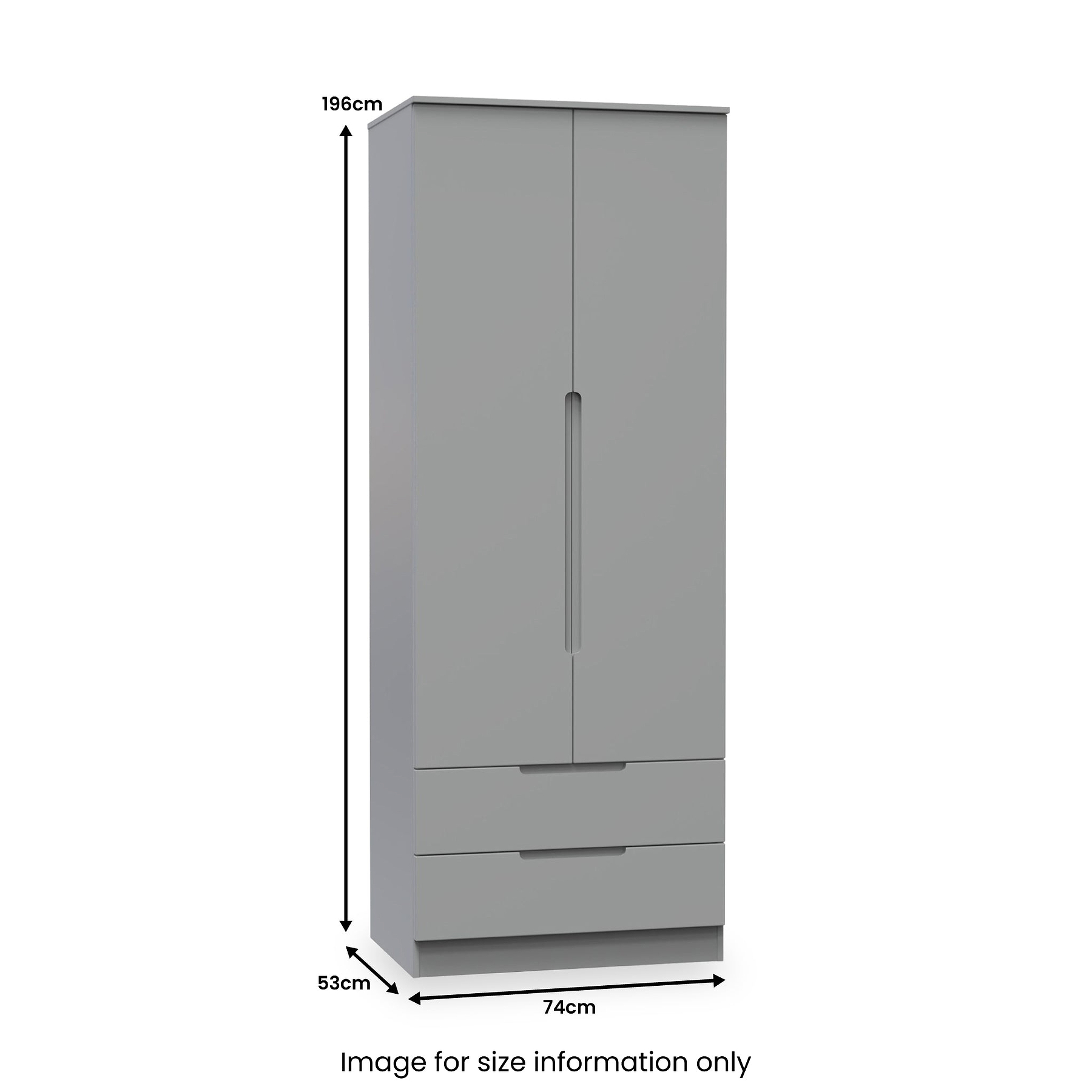 Henshaw 2 Drawer Double Wardrobe Dusk Grey from Roseland Furniture