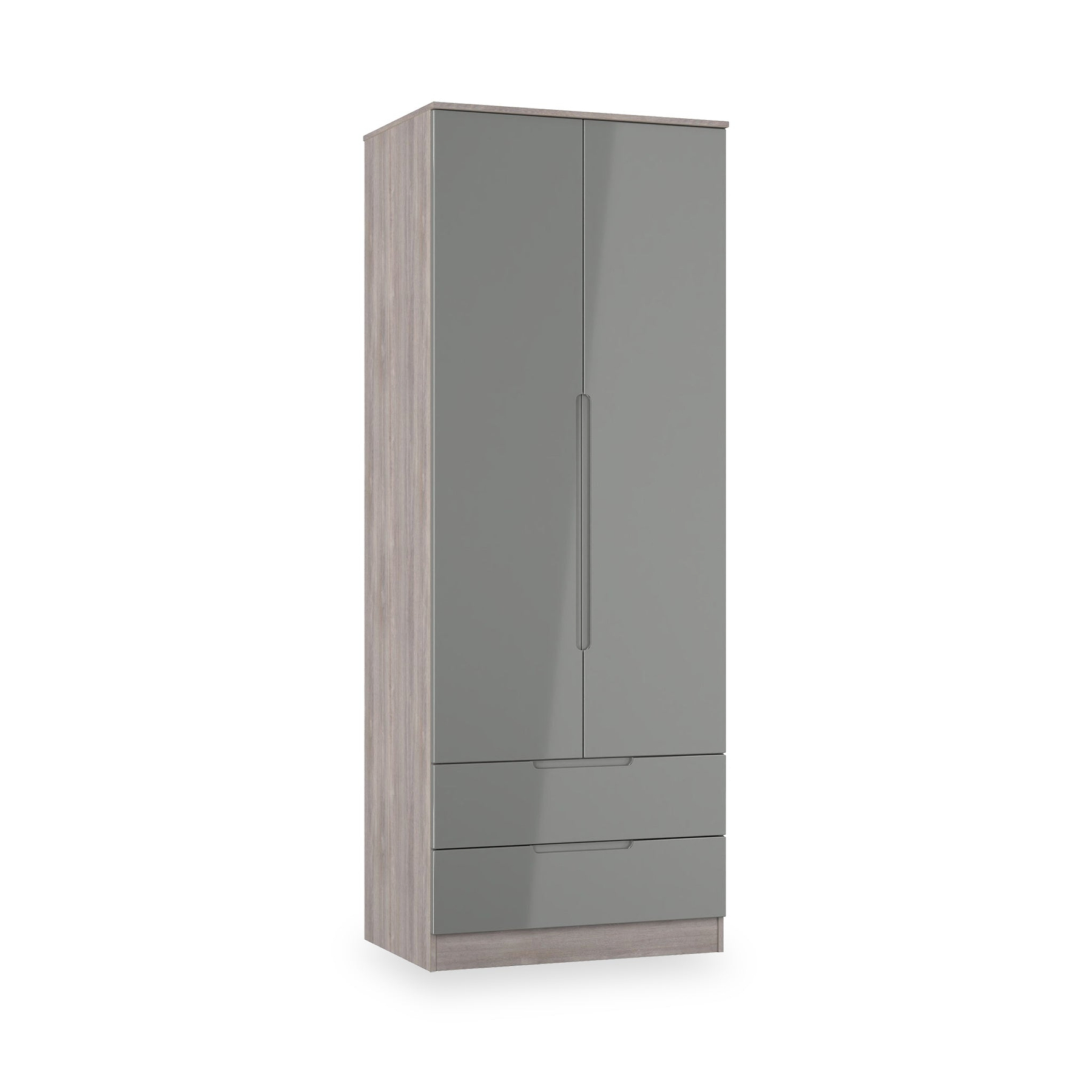 Henshaw Grey Oak 2 Drawer Double Wardrobe from Roseland Furniture