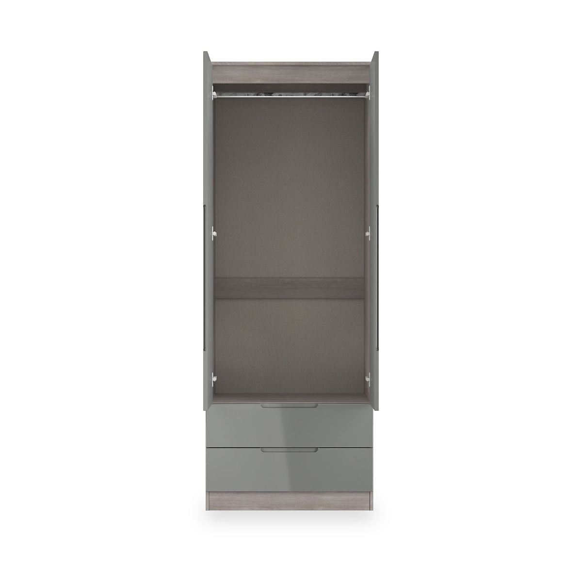 Henshaw Grey Oak 2 Drawer Double Wardrobe from Roseland Furniture