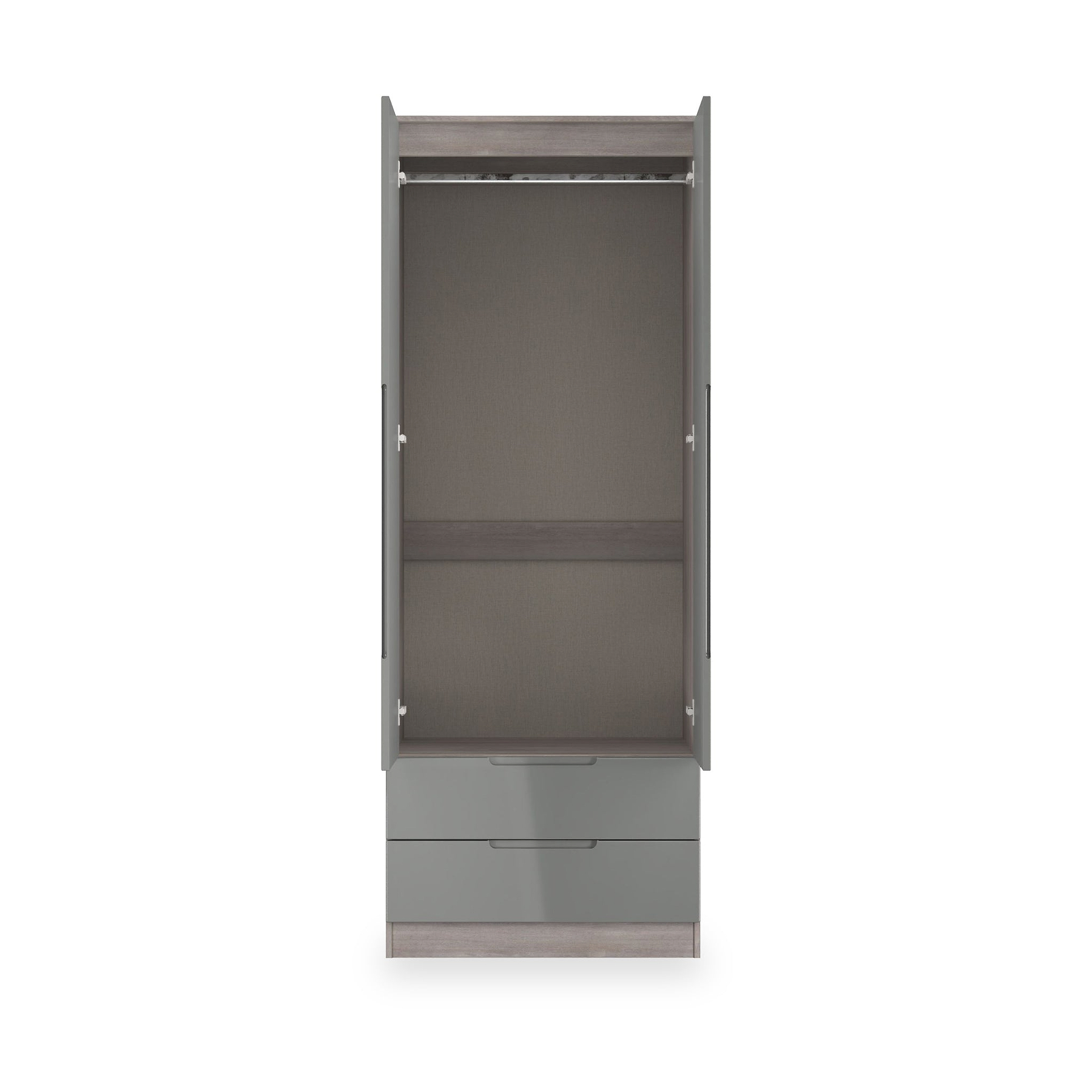 Henshaw Grey Oak 2 Drawer Double Wardrobe from Roseland Furniture