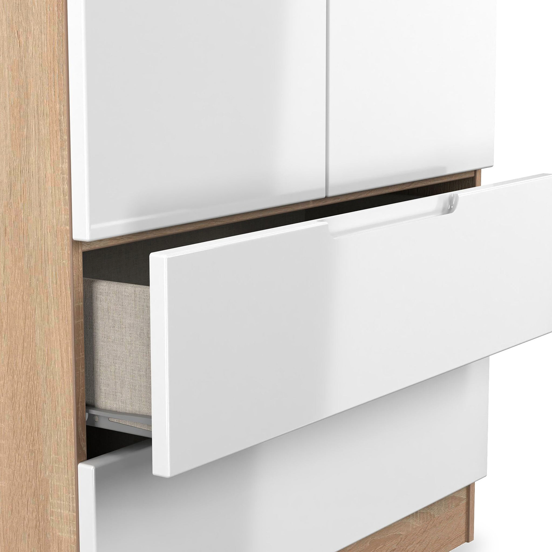 Henshaw 2 Drawer Double Wardrobe White Oak from Roseland Furniture