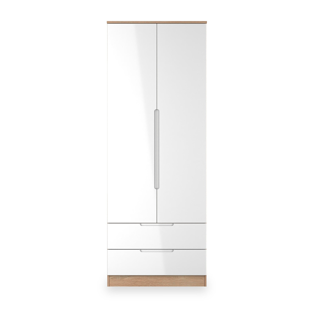 Henshaw 2 Drawer Double Wardrobe White Oak from Roseland Furniture