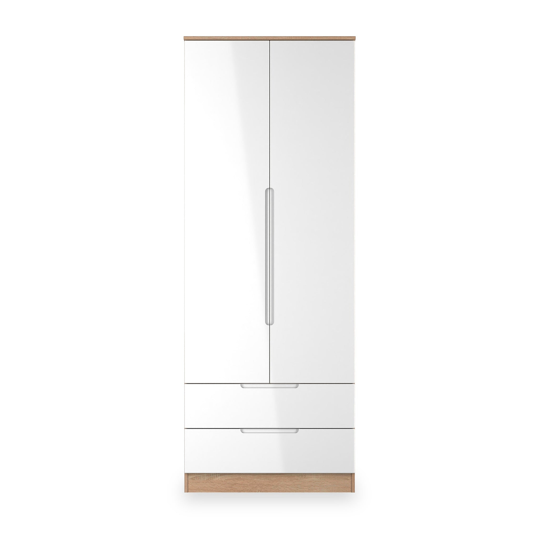 Henshaw 2 Drawer Double Wardrobe White Oak from Roseland Furniture