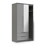 Henshaw 2 Drawer Triple Wardrobe Dusk Grey from Roseland Furniture