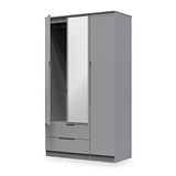 Henshaw 2 Drawer Triple Wardrobe Dusk Grey from Roseland Furniture