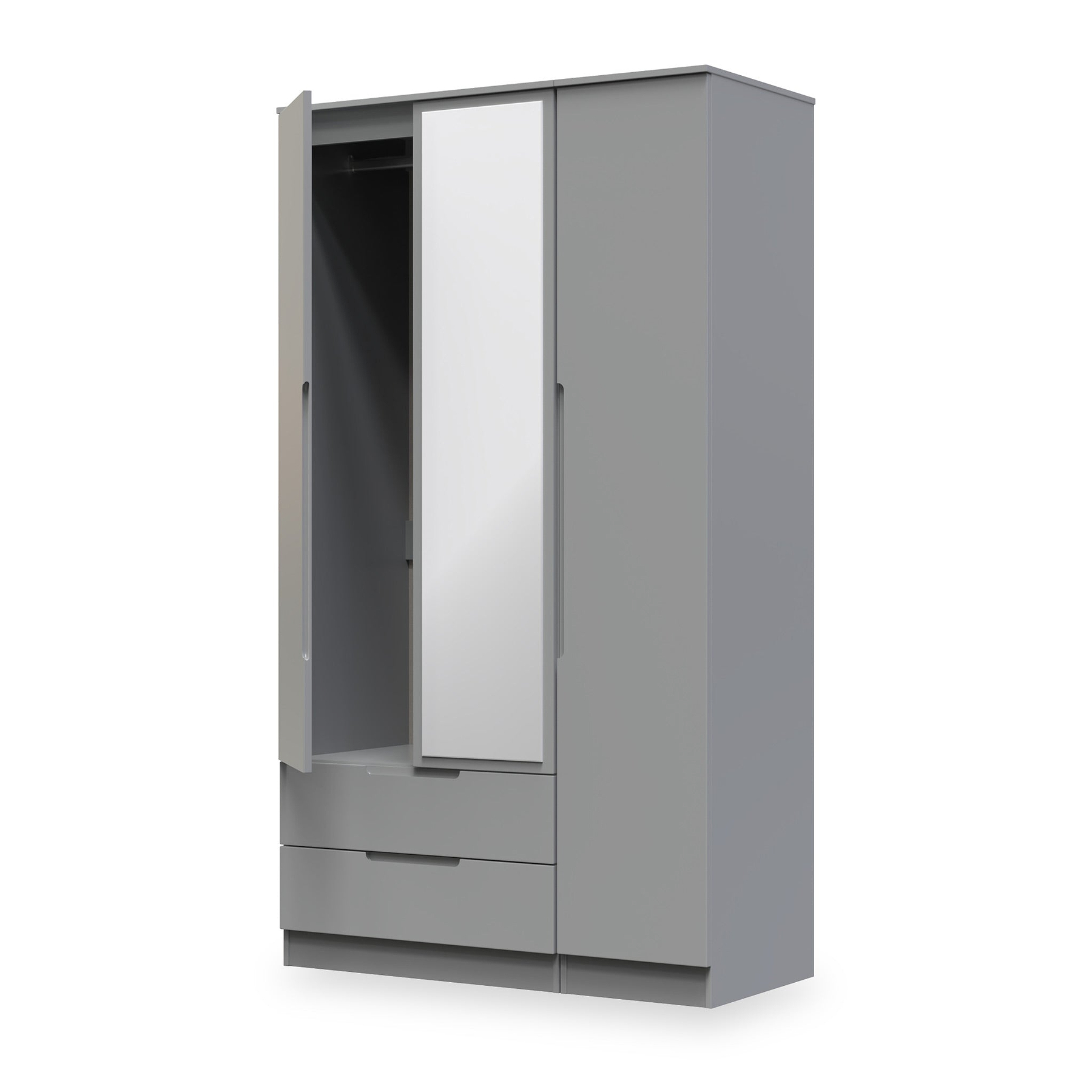 Henshaw 2 Drawer Triple Wardrobe Dusk Grey from Roseland Furniture
