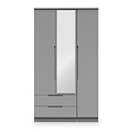 Henshaw 2 Drawer Triple Wardrobe Dusk Grey from Roseland Furniture