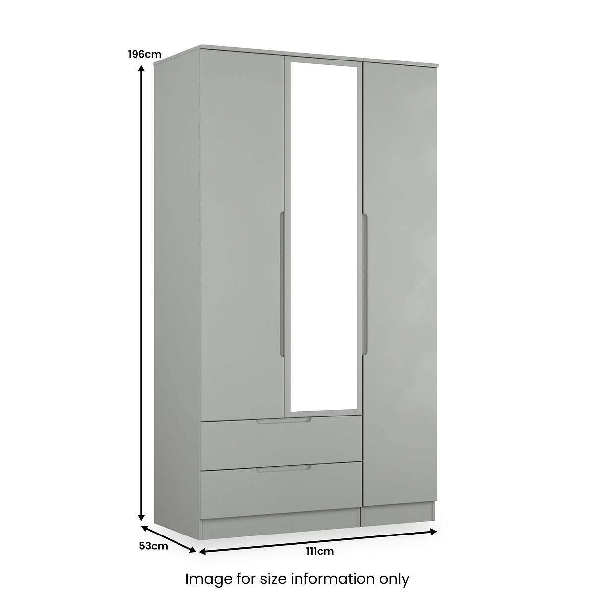 Henshaw 2 Drawer Triple Wardrobe Dusk Grey from Roseland Furniture