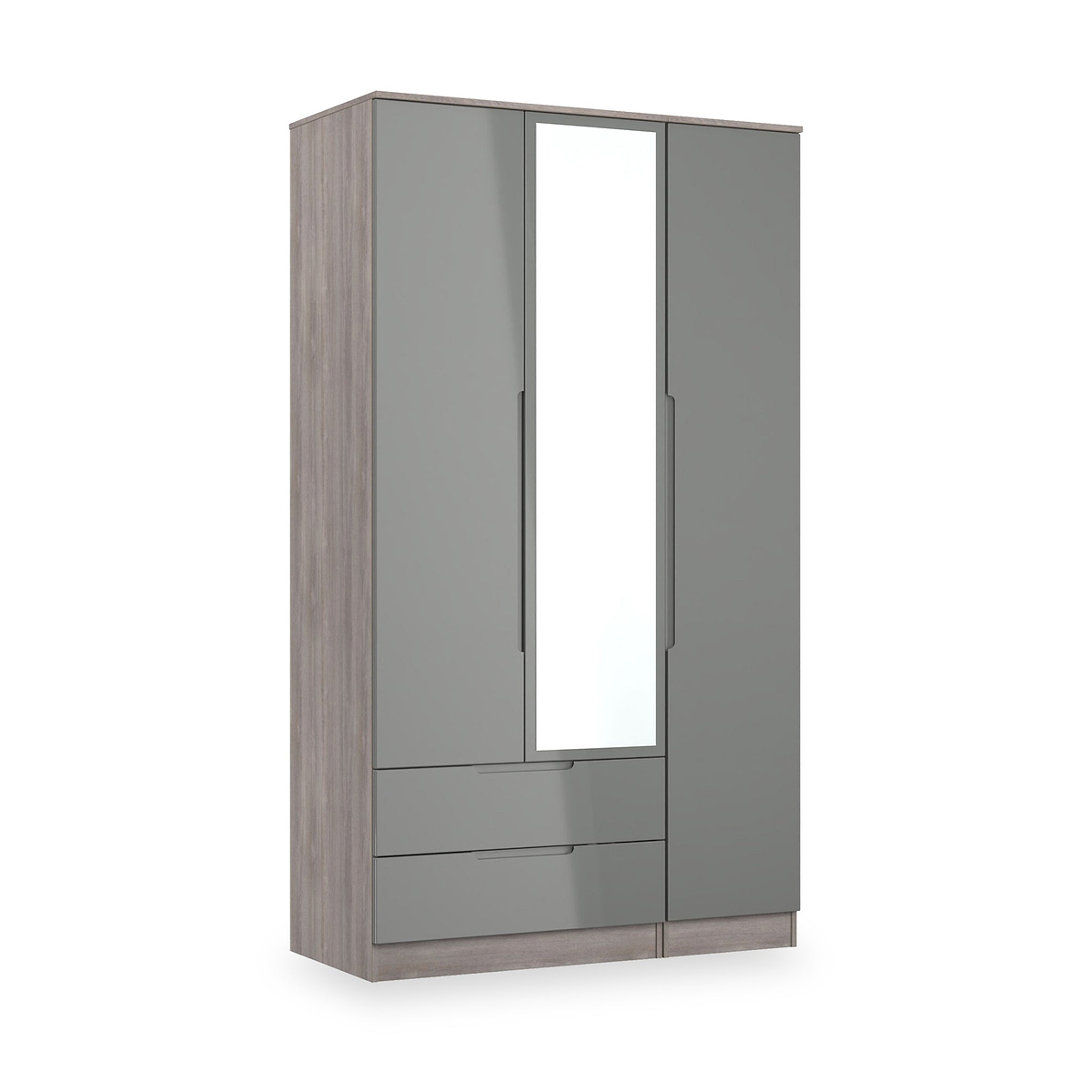 Henshaw Grey Oak 2 Drawer Triple Wardrobe from Roseland Furniture