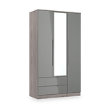 Henshaw Grey Oak 2 Drawer Triple Wardrobe from Roseland Furniture