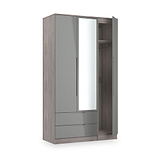 Henshaw Grey Oak 2 Drawer Triple Wardrobe from Roseland Furniture