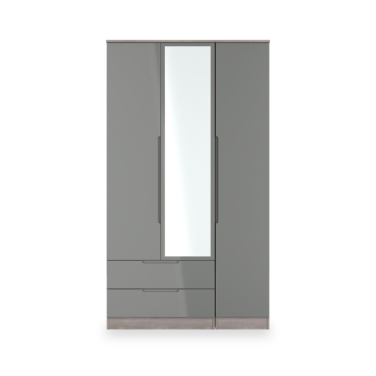 Henshaw Grey Oak 2 Drawer Triple Wardrobe from Roseland Furniture