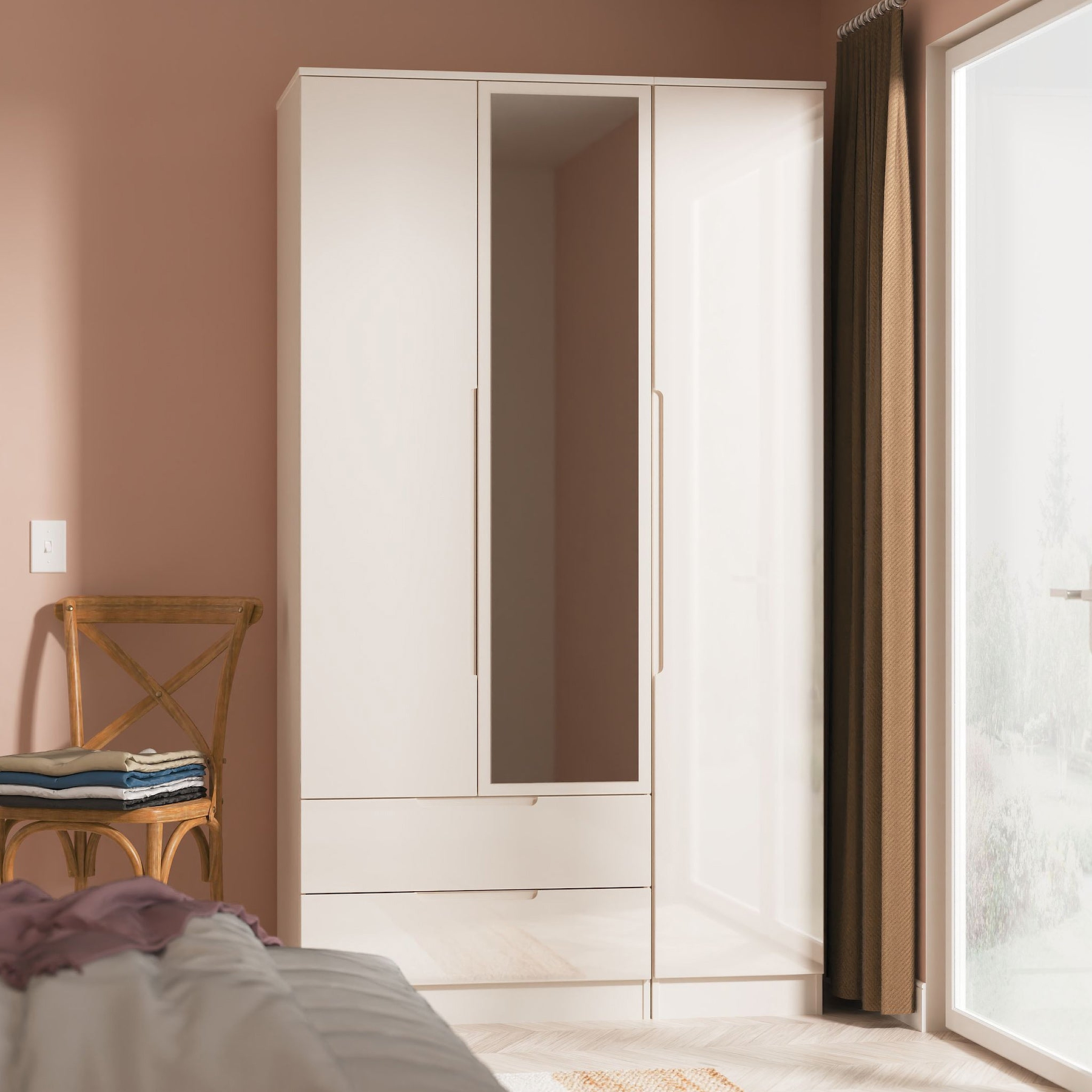 Henshaw Cashmere 2 Drawer Triple Wardrobe from Roseland Furniture
