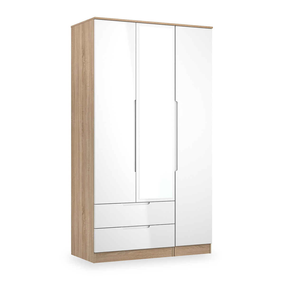 Henshaw 2 Drawer Triple Wardrobe White Oak from Roseland Furniture